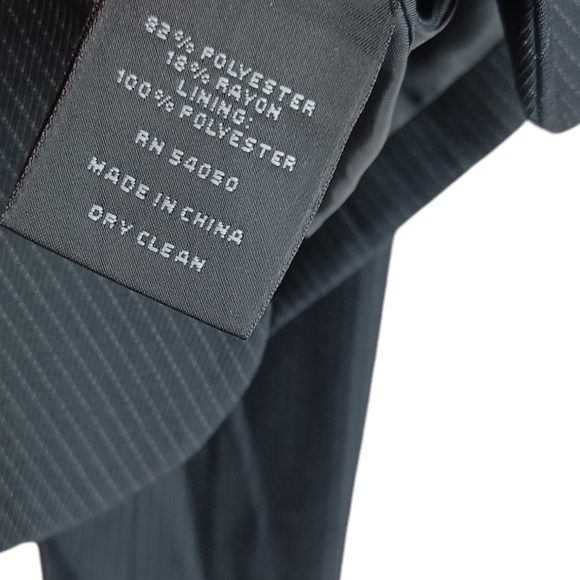 NINE WEST SUIT Black White Thin Pinstripe Print Button Blazer Trouser Set 4P - Picture 6 of 15